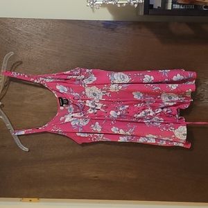 Pink Floral Torrid 00 Tank Top with a corset-like embellishment